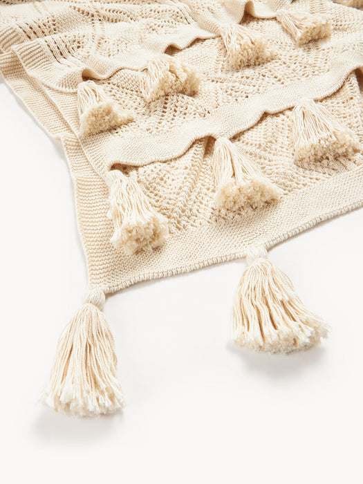 Sarah Knitted Throw with Tassels
