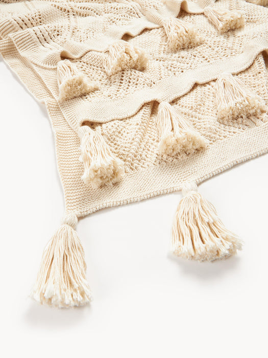 Knitted Throw Sarah with Tassels