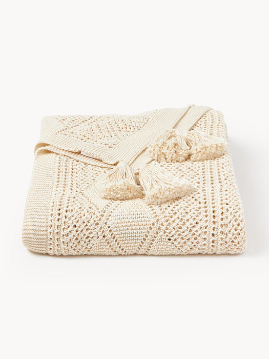 Sarah Knitted Throw with Tassels