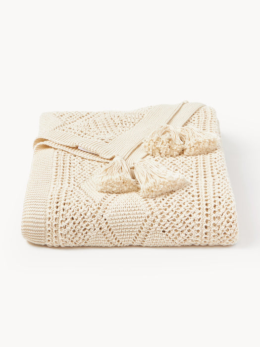 Knitted Throw Sarah with Tassels