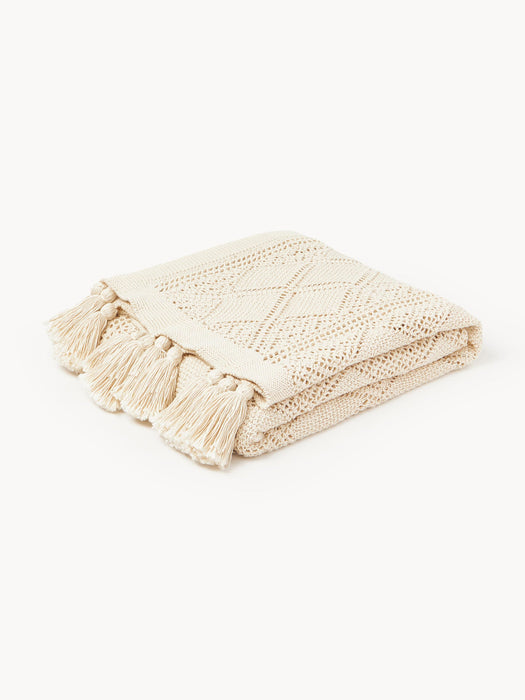 Sarah Knitted Throw with Tassels