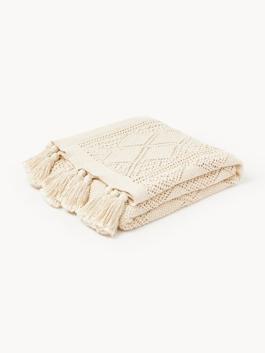 Knitted Throw Sarah with Tassels