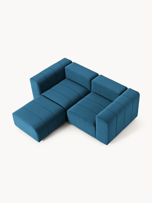 Modular Velvet Sofa Lena 2-seater with Ottoman leftright