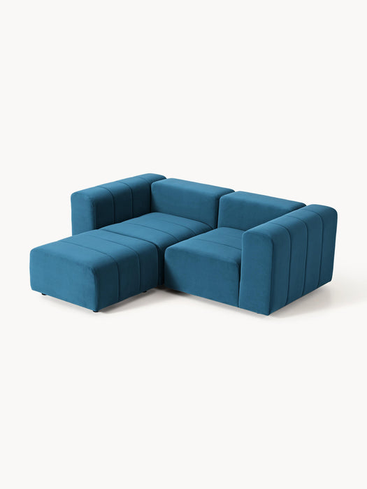 Modular Velvet Sofa Lena 2-seater with Ottoman leftright