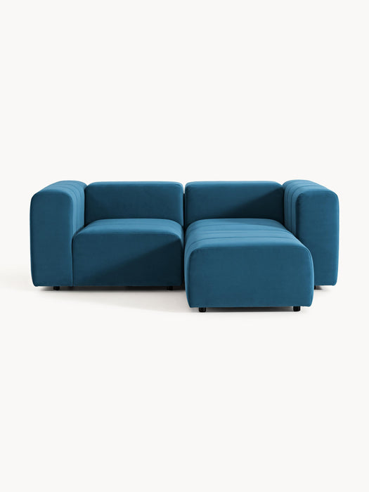 Modular Velvet Sofa Lena 2-seater with Ottoman leftright