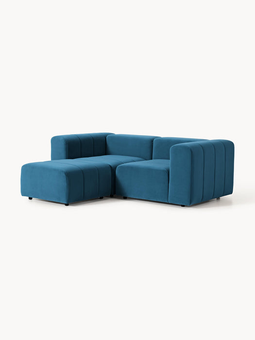 Modular Velvet Sofa Lena 2-seater with Ottoman leftright