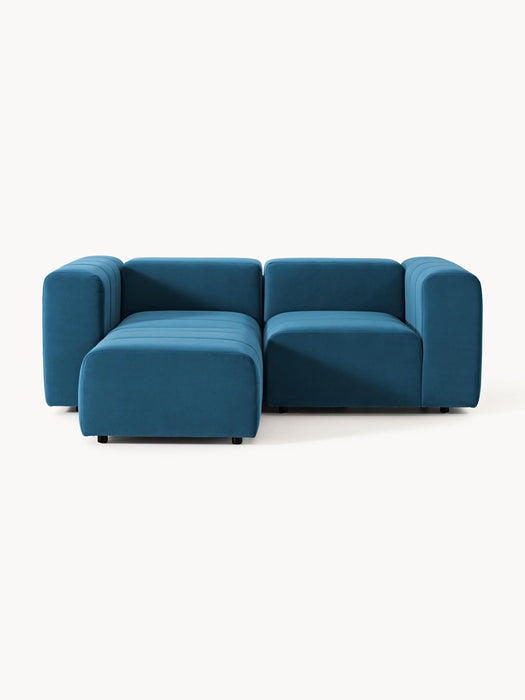 Modular Velvet Sofa Lena 2-seater with Ottoman leftright
