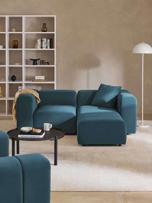 Modular Velvet Sofa Lena 2-seater with Ottoman leftright