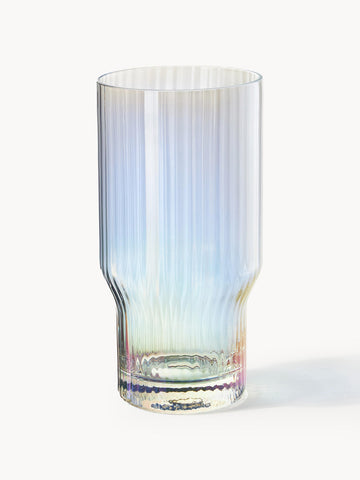 Juno Mouth-Blown Highball Glasses with a Shimmering Mother of Pearl Finish, Set of 4