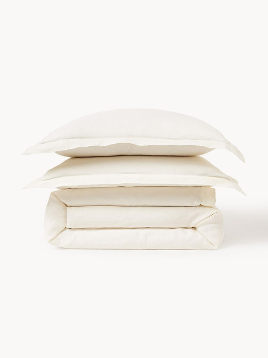 Linna Linen Duvet Cover with Oxford Border