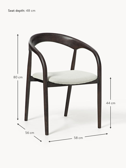 Ash Wood Dining Chair Camille with Seat Cushion