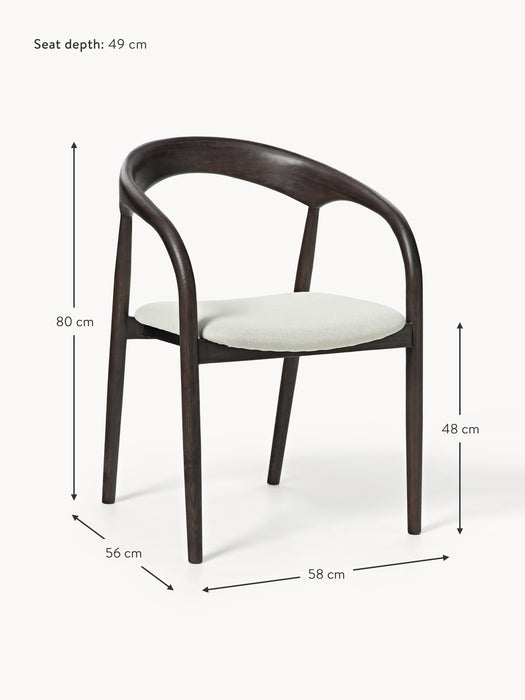 Ash Wood Dining Chair Camille with Seat Cushion