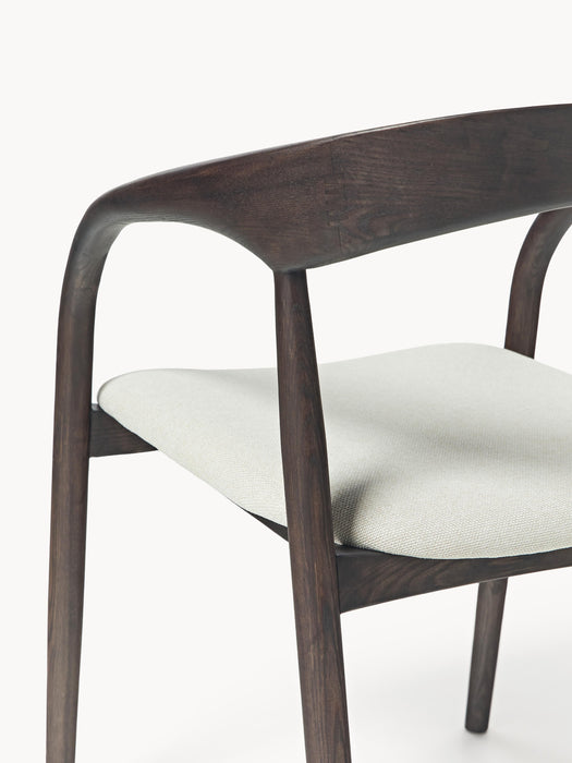 Ash Wood Dining Chair Camille with Seat Cushion