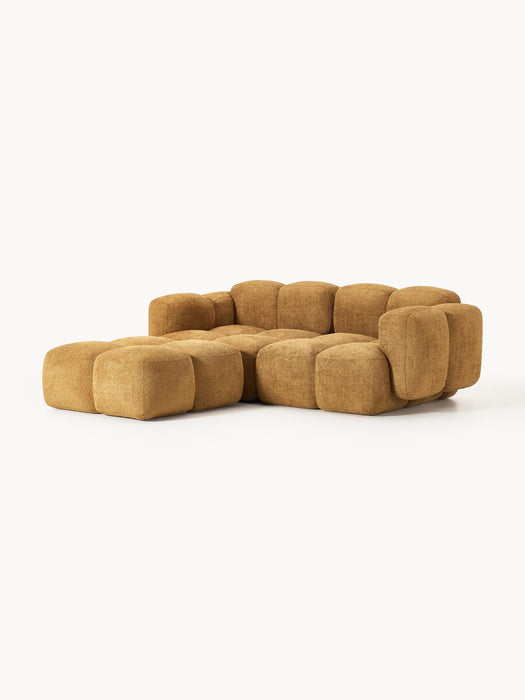 Modular Teddy-Boucl Sofa Tayla 2-seater with Ottoman leftright