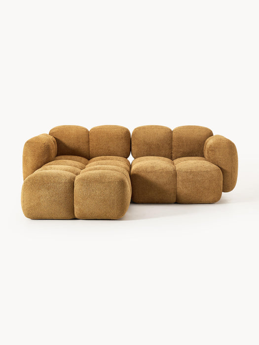 Modular Teddy-Boucl Sofa Tayla 2-seater with Ottoman leftright