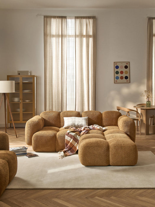 Modular Teddy-Boucl Sofa Tayla 2-seater with Ottoman leftright