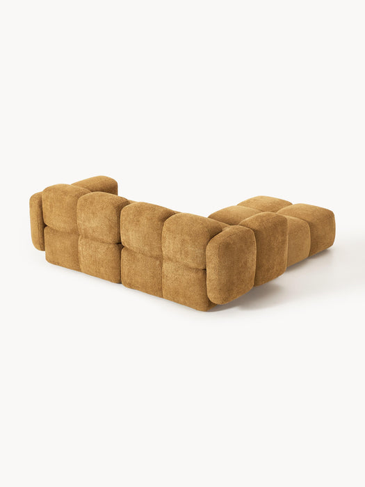 Modular Teddy-Boucl Sofa Tayla 2-seater with Ottoman leftright