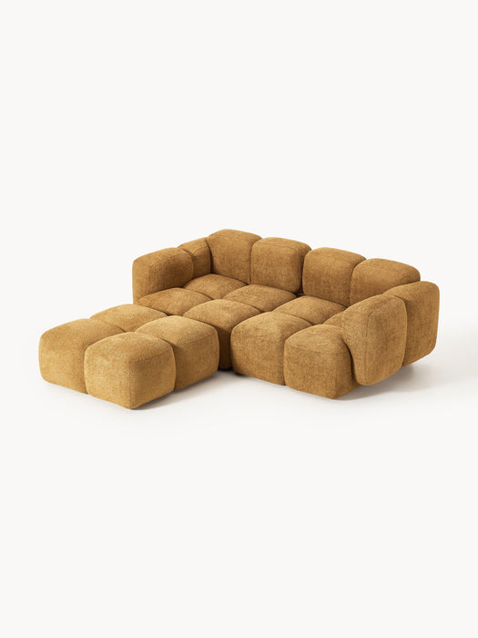 Modular Teddy-Boucl Sofa Tayla 2-seater with Ottoman leftright