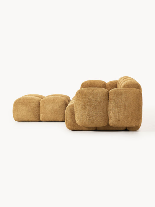 Modular Teddy-Boucl Sofa Tayla 2-seater with Ottoman leftright