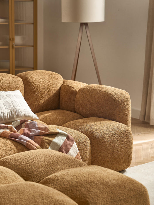 Modular Teddy-Boucl Sofa Tayla 2-seater with Ottoman leftright
