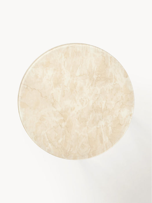 Antigua Round Side Table with Marble Effect Glass Top