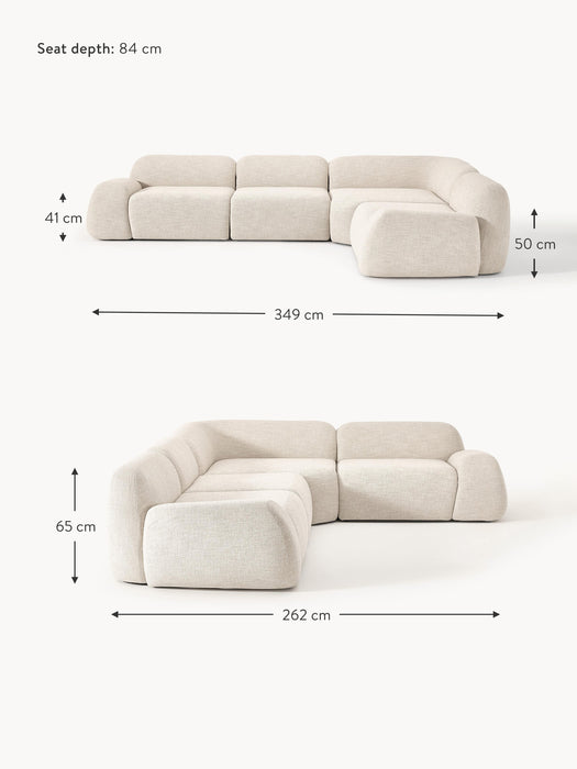 Modular Boucl Corner Sofa Wolke 4-seater