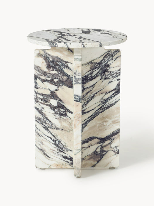 Round Calacatta Viola Marble Side Table Marisa