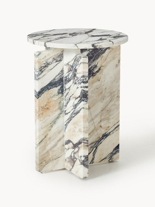 Round Calacatta Viola Marble Side Table Marisa
