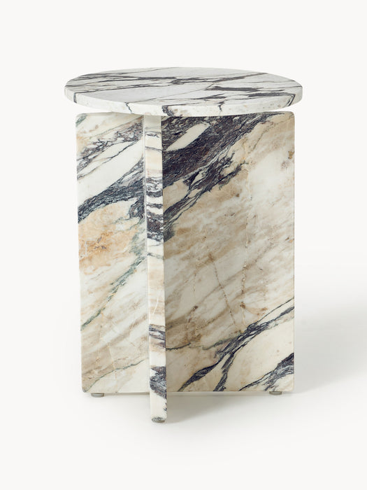 Round Calacatta Viola Marble Side Table Marisa