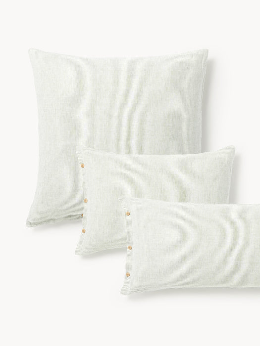 Washed Linen Pillowcase Rinna with Fine Stripes