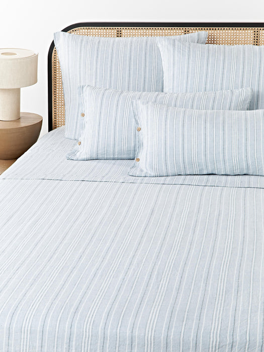 Washed Linen Bed Sheet Telma with Stripes