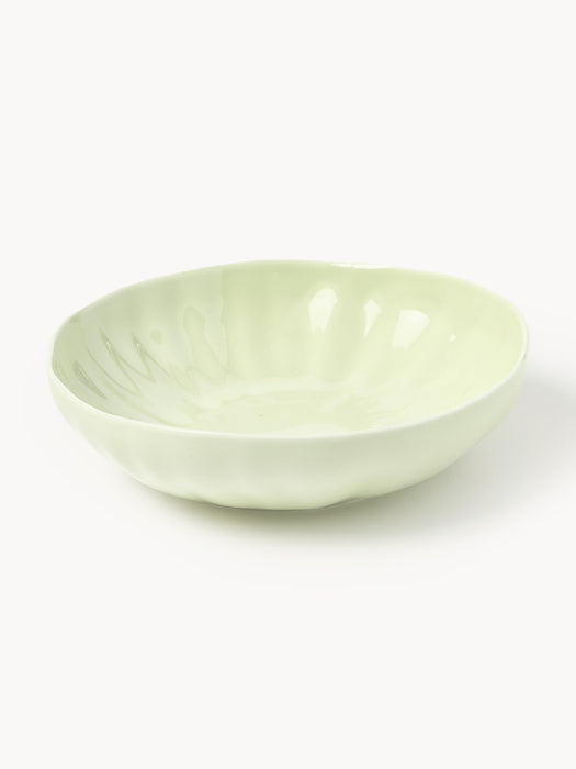 Porcelain Soup Plates Sali with Embossed Pattern Set of 4