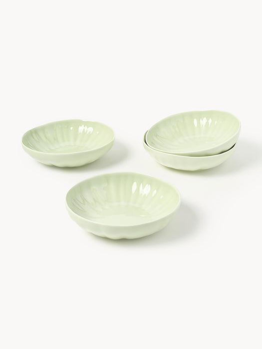 Porcelain Soup Plates Sali with Embossed Pattern Set of 4
