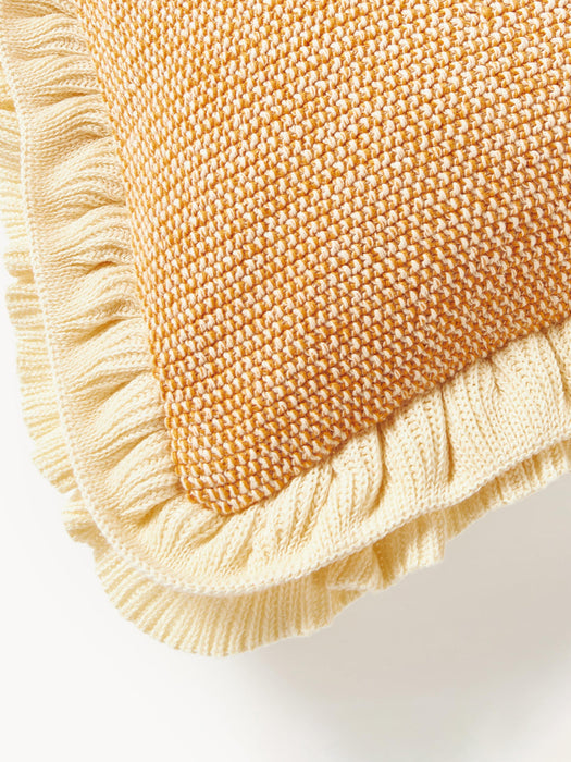 Pansy Knitted Cushion Cover with Ruffles