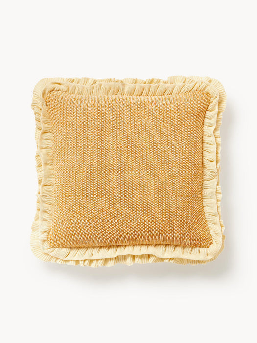 Pansy Knitted Cushion Cover with Ruffles