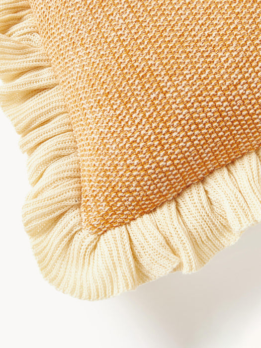 Pansy Knitted Cushion Cover with Ruffles