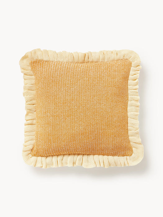 Pansy Knitted Cushion Cover with Ruffles