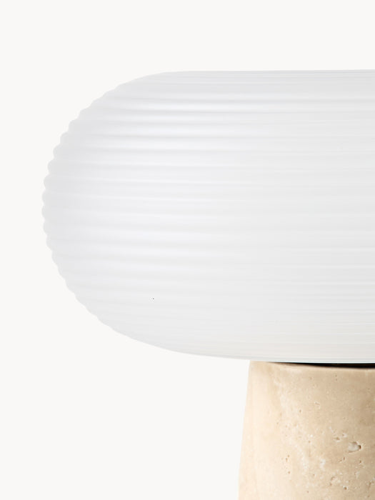 Portable LED Table Lamp Mariella with Travertine Base Dimmable
