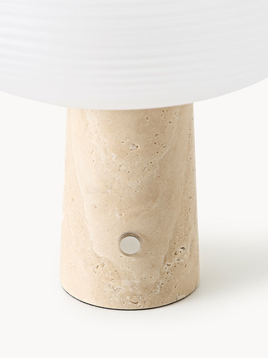 Portable LED Table Lamp Mariella with Travertine Base Dimmable