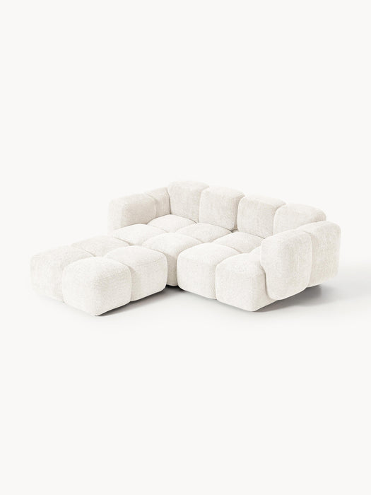 Modular Teddy-Boucl Sofa Tayla 2-seater with Ottoman leftright
