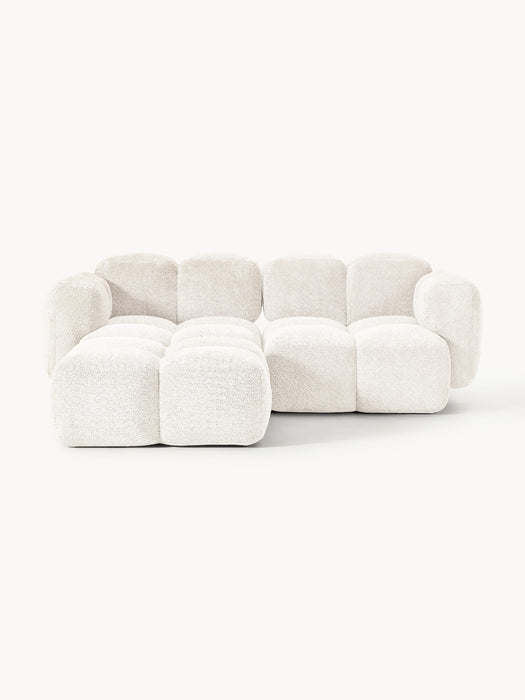 Modular Teddy-Boucl Sofa Tayla 2-seater with Ottoman leftright