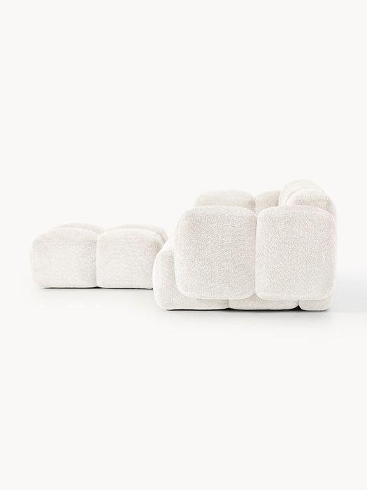 Modular Teddy-Boucl Sofa Tayla 2-seater with Ottoman leftright