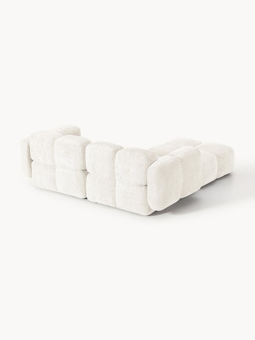 Modular Teddy-Boucl Sofa Tayla 2-seater with Ottoman leftright
