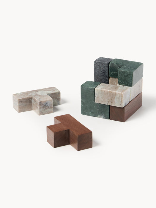 Decorative Marble and Walnut Wood Object Mauricio