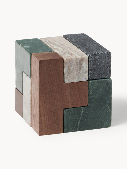 Decorative Marble and Walnut Wood Object Mauricio