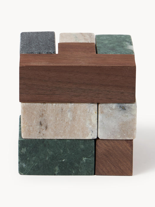 Decorative Marble and Walnut Wood Object Mauricio