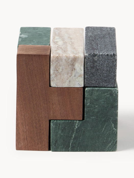 Decorative Marble and Walnut Wood Object Mauricio