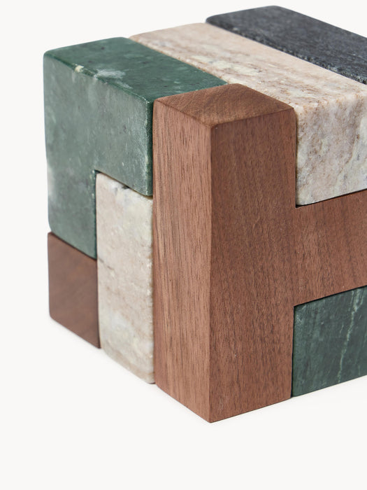 Decorative Marble and Walnut Wood Object Mauricio