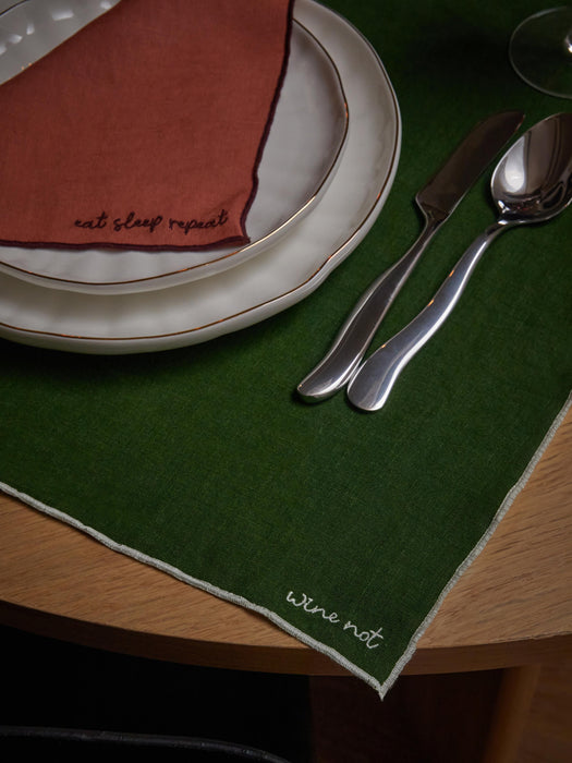 Embroidered Linen Placemats Cosmo Set of 4