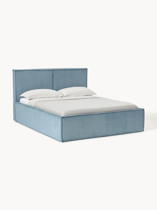 Upholstered Corduroy Bed Dream with Storage Space